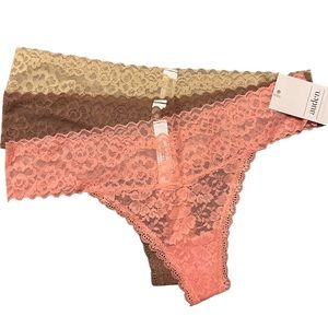 NWT 3 Pack Lace Thong Panties by Auden XS